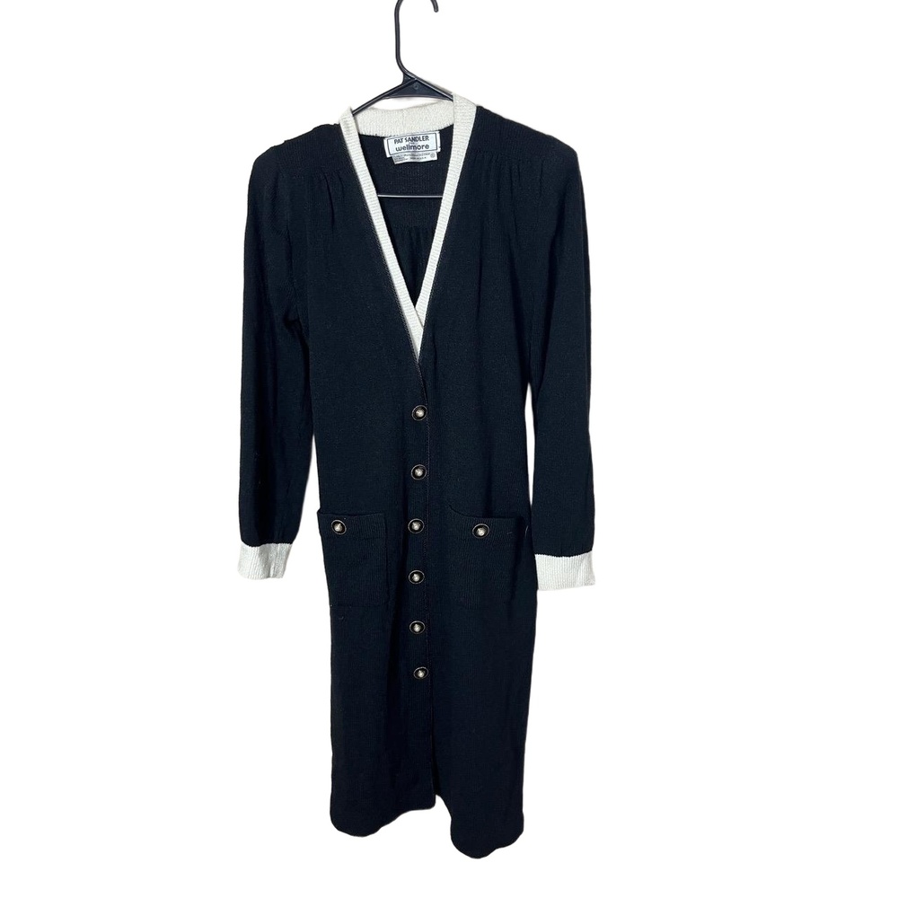 Vintage Pat Sandler For Wellmore Black White Wool Blend Sweater Dress Size 6‎